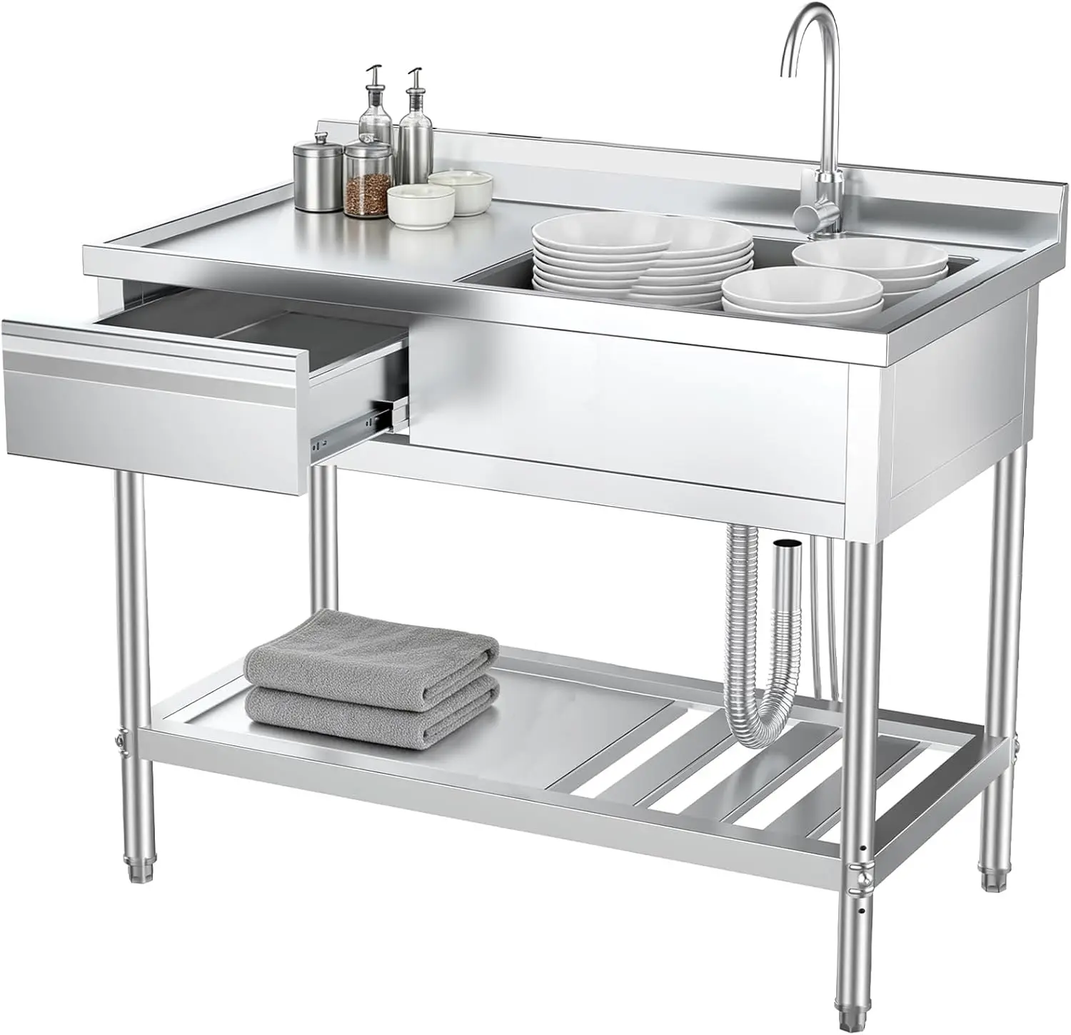 Commercial Kitchen Plumbing - حوض غسيل متعدد الاستخدامات من الفولاذ