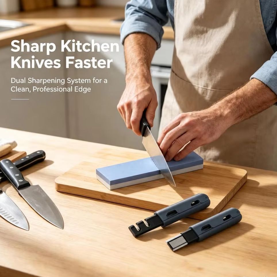 3 قطع، حجر شحذ السكاكين، مبراة - مراجعة Commercial Kitchen Knife Sharpener وسعره